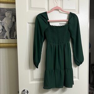 Abercrombie & Fitch Forest Green Smocked dress